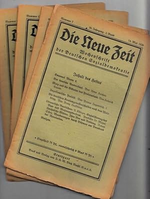 Seller image for Die Neue Zeit. 38. Jahrgang 2. Band 1919 /1920. Konvolut bestehend aus 4 Heften: Nr. 7 vom 14.5.1920 / Nr. 11 vom 11.6.1920 / Nr. 12 vom 18.6.1920 UND Nr. 13 vom 25.6.1920. Wochenschrift der deutschen Sozialdemokratie. Beispiele aus dem Inhalt: Heinrich Cunow: Marx und die Diktatur des Proletariats UND Wohin geht die Fahrt - Betrachtung nach der Reichstagswahl / A. Nossig: Der franzsische Nationalsozialismus u.v.a. for sale by Antiquariat Carl Wegner