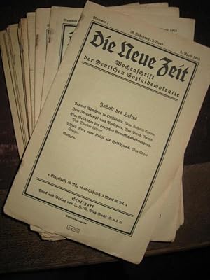 Seller image for Die Neue Zeit. 36. Jahrgang 2. Band 1918. Fast komplette Folge von 24 Heften aus dem Zeitraum 5.4.1918 - 27.9.1918. Es liegen vor: Nummer 1 - 23 UND Nr. 26 Revue des geistigen und ffentlichen Lebens (spter: Wochenschrift der deutschen Sozialdemokratie). Beispiele aus dem Inhalt: Heinrich Cunow: Japans Absichten in Ostsibirien / Theodor Leipart: Eine Geschichte der deutschen Gewerkschaftsbewegung / Paul Hirsch: Um das gleiche Wahlrecht / Philipp Scheidemann: Auf dem richtigen Wege / Georg Beyer: Streit um die Theaterkultur u.v.a. for sale by Antiquariat Carl Wegner