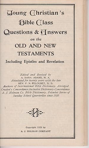 Bild des Verkufers fr Young Christian's Bible Class Questions and Answers zum Verkauf von Robinson Street Books, IOBA