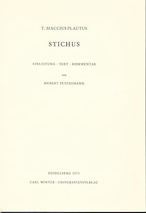 Bild des Verkufers fr R. Maccius Plautus, Stichus zum Verkauf von avelibro OHG