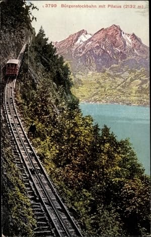 Ansichtskarte / Postkarte Halbkanton Nidwalden, Bürgenstockbahn mit Pilatus