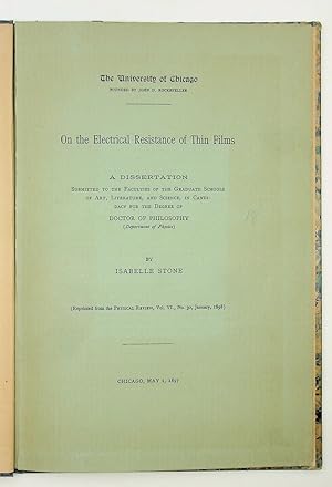 On the Electrical Resistance of Thin Films . A Dissertation . for the Degree of Doctor of Philosophy