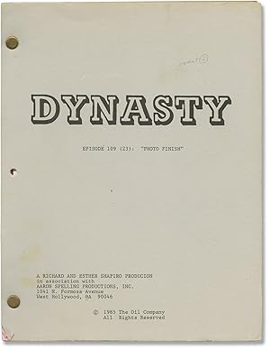Bild des Verkufers fr Dynasty: Photo Finish (Original screenplay for the 1985 television episode) zum Verkauf von Royal Books, Inc., ABAA