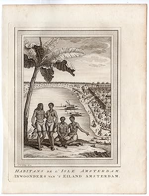 Antique Print-AMSTERDAM ISLAND-INDIAN OCEAN-NATIVES-VILLAGE-Schley-Bellin-1758