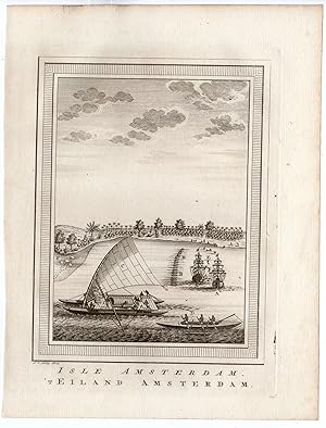 Antique Print-AMSTERDAM ISLAND-TONGATAPU-SHIPS-ABEL TASMAN-Schley-Bellin-1758