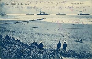 Ansichtskarte Borkum Flotte in Sicht 1913 (Nr.937)