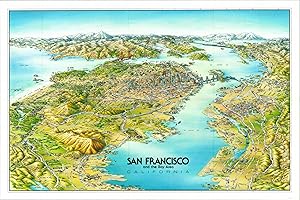 Seller image for San Francisco and the Bay Area California An attractive and finely detailed panorama of the San Francisco Bay, looking north. for sale by Curtis Wright Maps