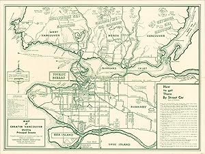 Seller image for Map of Greater Vancouver showing Principal Streets Tourist map of Vancouver issued for the city's 60th anniversary. for sale by Curtis Wright Maps