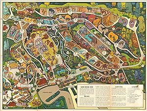 Seller image for Visitor's Map San Diego Zoo & Balboa Park [Title on Verso] - Beautiful stylized souvenir map of the San Diego Zoo. for sale by Curtis Wright Maps