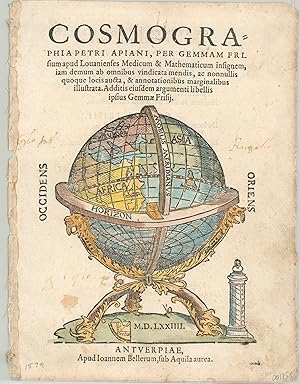 Image du vendeur pour Cosmogra An interesting and attractive 16th century print of a terrestrial globe. mis en vente par Curtis Wright Maps