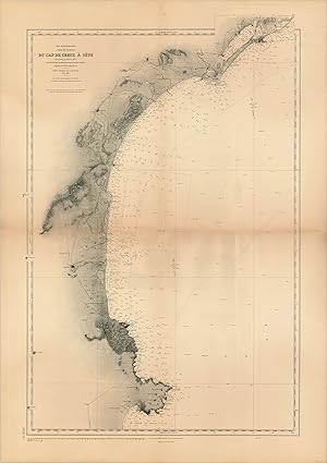 Bild des Verkufers fr Mer Mediterranee Cote de France du Cap de Creux a Sete Coastal chart of southern France between the resort city of Sete and the Spanish border. zum Verkauf von Curtis Wright Maps