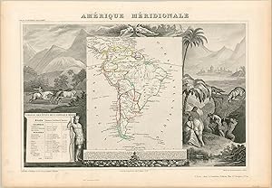 Imagen del vendedor de Amerique Meridionale - Spectacular view of South America from the mid-19th century. a la venta por Curtis Wright Maps