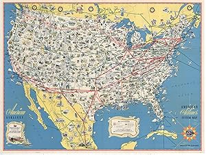 Seller image for American Airlines System Map Route of the Flagships Vibrant map of the United States highlighting the domestic airlines in operation during the early 1950's. for sale by Curtis Wright Maps