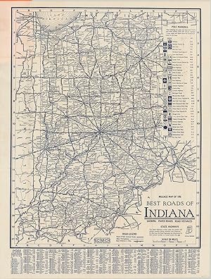 Seller image for Mileage Map of the Best Roads of Indiana A thorough road map of Indiana published in the mid-1920's by the Clason Map Company. for sale by Curtis Wright Maps