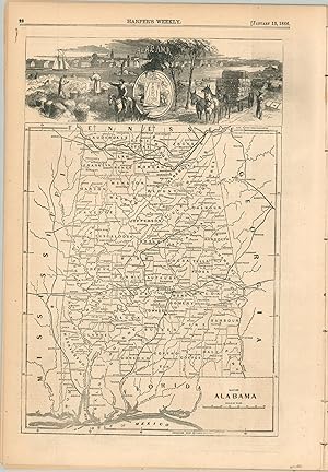 Map of Alabama [in Harper's Weekly] Unbroken issue of Harper's weekly that includes an 1866 map o...