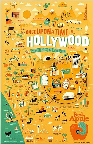 Image du vendeur pour Once Upon a Time in Hollywood - Abstract poster map of Hollywood issued for a movie premier. mis en vente par Curtis Wright Maps