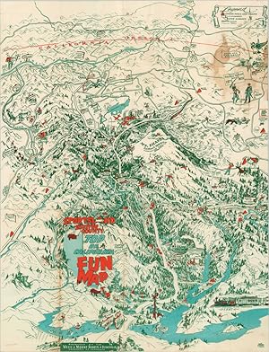 Imagen del vendedor de Sportsland Top of California Fun Map - Pictorial recreation map of Mount Shasta and Siskiyou County in northern California. a la venta por Curtis Wright Maps