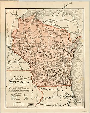 Seller image for Midget Map of the Best Roads in Wisconsin The Clason Map Company's first road map of Wisconsin. for sale by Curtis Wright Maps