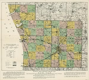 Seller image for Tri-County Road Map - 1920's road map showing Ottawa, Kent, and Muskegon counties in Michigan. for sale by Curtis Wright Maps