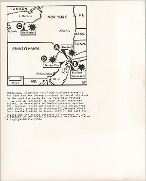 Seller image for Trouble Spots AP Wirephoto showing the outbreak of race riots across New York in 1964 for sale by Curtis Wright Maps