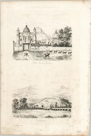 Image du vendeur pour Nuestra Senora de Guadalupe [and] Chapultepec Two views of Mexico from the mid-1830s. mis en vente par Curtis Wright Maps