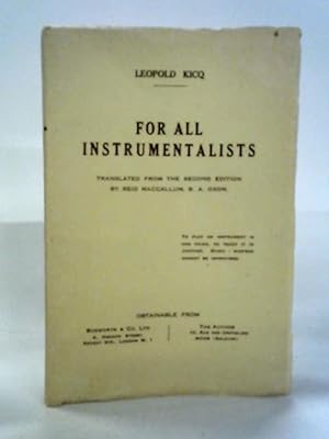 Imagen del vendedor de For All Instrumentalists a la venta por World of Rare Books