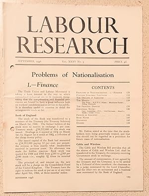 Seller image for Labour Research September 1946 / Problems of Nationalisation / Further European Elections / The Decline In earnings / The Printing Dispute / Profits In Industry for sale by Shore Books