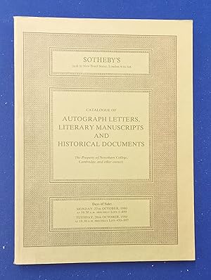 Autograph letters, literary manuscripts and historical documents. [ Sotheby Parke Bernet & Co., a...