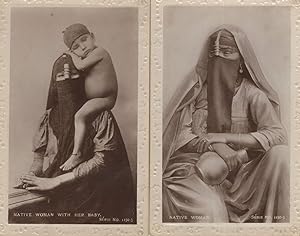 Cairo Native Woman 2x Antique Real Photo Postcard s