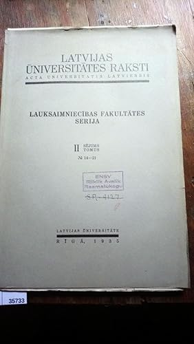 Seller image for Latvijas Universitates Raksti Lauksaimniecibas Fakultates Serija II Sejums No 14 - 21 for sale by Windau Antiquariat