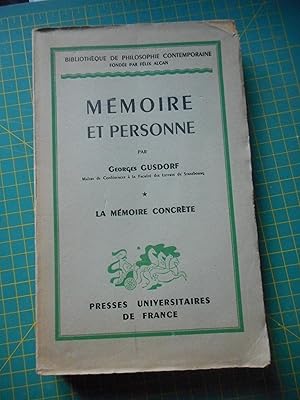 Imagen del vendedor de Memoire et personne - La memoire concrete a la venta por Frederic Delbos