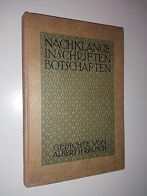 Bild des Verkufers fr Nachklnge. Inschriften. Botschaften. Gedichte. zum Verkauf von Stefan Kpper