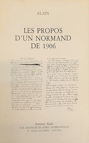 Bild des Verkufers fr Les Propos d'un Normand de 1906  1910 zum Verkauf von Les Kiosques