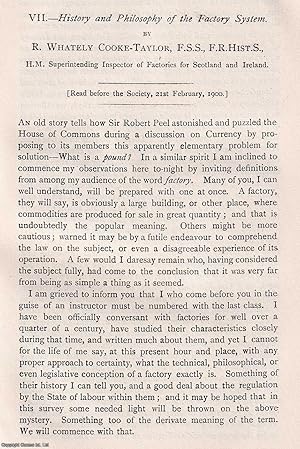 Imagen del vendedor de History and Philosophy of the Factory System. This is an original article from the Proceedings of the Glasgow Philosophical Society, 1900. a la venta por Cosmo Books