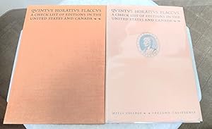 Quintus Horatius Flaccus Editions in the United States and Canada as They Appear in the Union Cat...