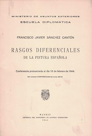 Seller image for RASGOS DIFERENCIALES DE LA PINTURA ESPAOLA. Conferencia. for sale by Librera Torren de Rueda