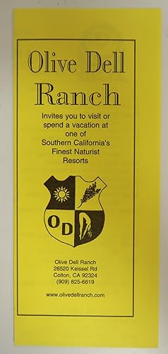 Olive Dell Ranch Finest Naturist Resort Vintage Paper Pamphlet Flyer Advertisement