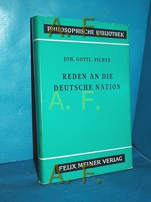 Bild des Verkufers fr Reden an die Deutsche Nation (Philosophische Bibliothek) zum Verkauf von Antiquarische Fundgrube e.U.