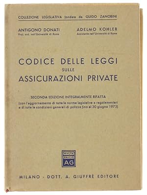 CODICE DELLE LEGGI SULLE ASSICURAZIONI PRIVATE. 2a edizione rifatta.:
