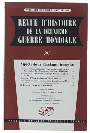 REVUE D'HISTOIRE DE LA DEUXIÈME GUERRE MONDIALE - N. 61 - 1966: