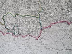Transylvania & Brant Austria-Hungary Temesvar Cluj Klausenburg 1850's Dower map