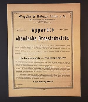 Wegelin und Hübner, Maschinenfabrik und Eisengießerei: Apparate für die chemische Großindustrie. ...