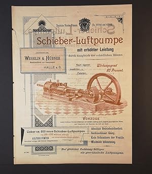 Wegelin und Hübner, Maschinenfabrik und Eisengießerei: Schieber-Luftpumpe mit erhöhter Leistung d...