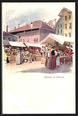 Ansichtskarte Thoune, Le marché, Marktszene