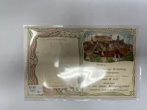 Postkarte Medaille zum X. Deutschen Turnfest Nürnberg gelaufen mit Briefmarke handschriftlicher E...