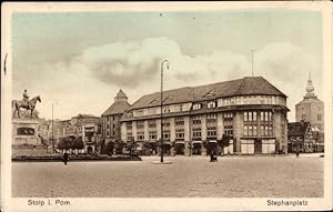 Ansichtskarte / Postkarte Stolp Pommern, Stephanplatz, Denkmal