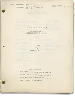 Imagen del vendedor de Ellery Queen: The Adventure of Colonel Niven's Memoirs (Original screenplay for the 1975 television episode) a la venta por Royal Books, Inc., ABAA