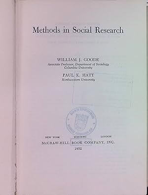 Image du vendeur pour Methods in Social Research. mis en vente par books4less (Versandantiquariat Petra Gros GmbH & Co. KG)