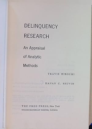 Imagen del vendedor de Delinquency Research: An Appraisal of Analytic Methods. a la venta por books4less (Versandantiquariat Petra Gros GmbH & Co. KG)