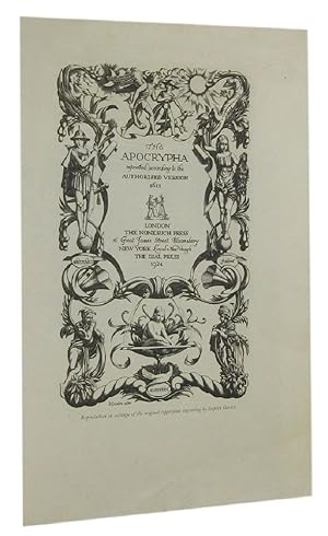 PROSPECTUS FOR 'THE APOCRYPHA' reprinted according to the authorised version 1611